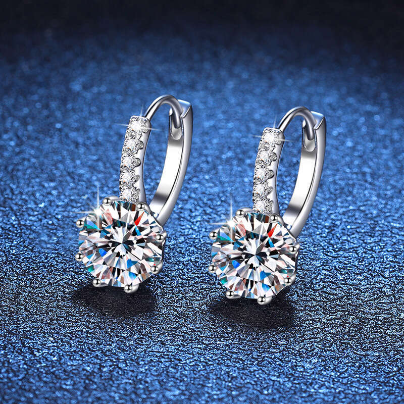 s Sterling Sier casual Temperament D Color 2 Carat Moissanite Earrings Female a85