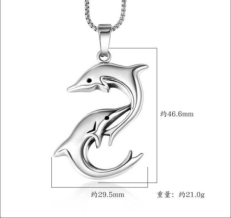 60cm Simple Style Playful Dolphin Titanium Steel Necklace Pendant Men and Women Cute Animal Necklace Accessories Accessories