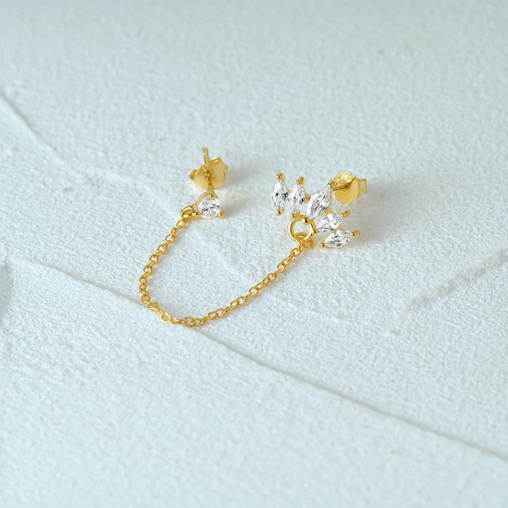 CANNER 1PC 925 Sterling Silver Crown Chain Tassel Zircon Drop Earrings For Women 18K Gold Minimalism Earrings Fine Jewelry Gift 250715