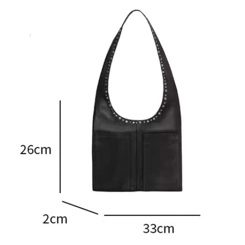 New Retro Rivet Shoulder European and American Motorcycle Armpit Bag Women Handbag