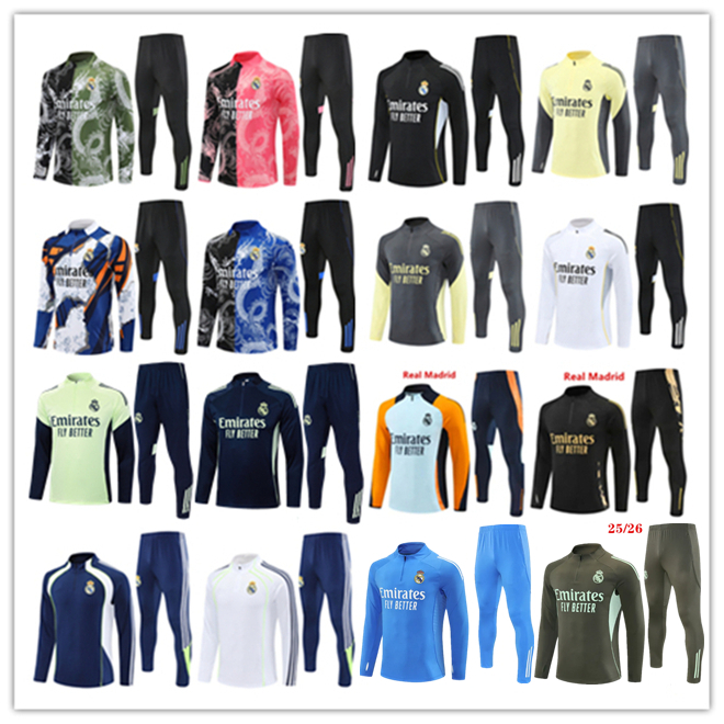 2025 2026 BELLINGHAM Reals Madrids tracksuit training suit top pants VINI JR 24/25/26 MBEPPA Long Sleeves men kids football sportswear chandal futbol survetement