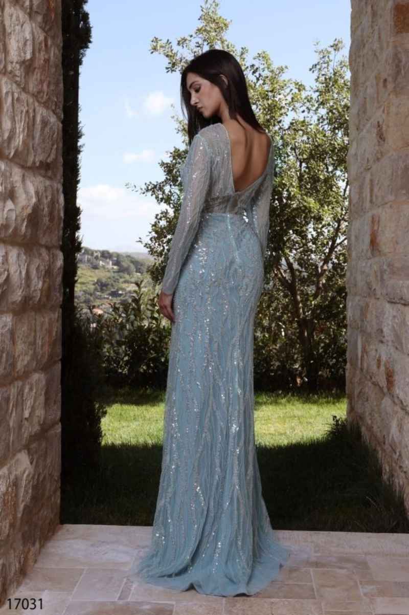 Elegant Evening Dresses Sequins Sexy O-Neck High Split Long Sleeve Prom Gowns Party Dress Customized
