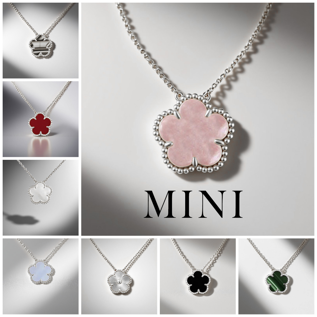 silver necklaces designer stainless steel jewelry designer jewelry women necklace mini clover necklaces have one motif flower necklace high fashion necklace
