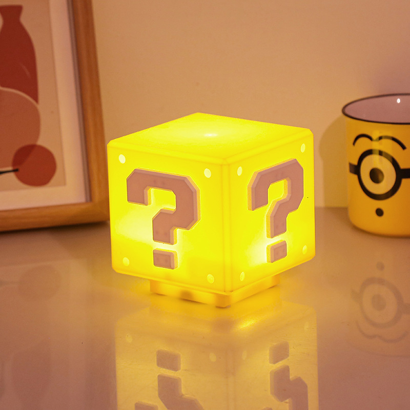 Super Mario Question Mark Sound Charging Atmosphere Lamp Desktop Ornament Sensor Pat Night Light ddmythur