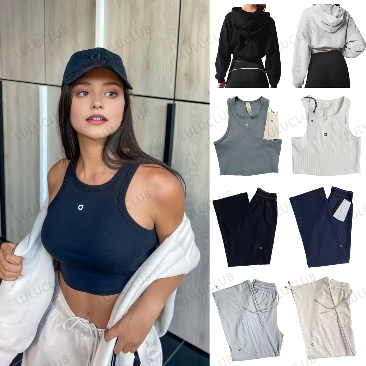 2025 5A New Women Yoga Clothes Sets Sports Coat Hoodie Tank Top Wide Leg Pants Breathable Straight Yoga Wear Suit Shirt Sweatshirt aloness Women Clothes Sets A1 A1