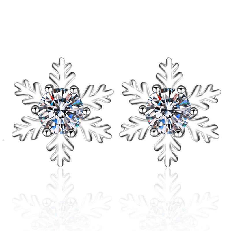 S Pure Sier Snowflake Moissanite Personality Earrings Internet Celebrity Hot Sale ce8