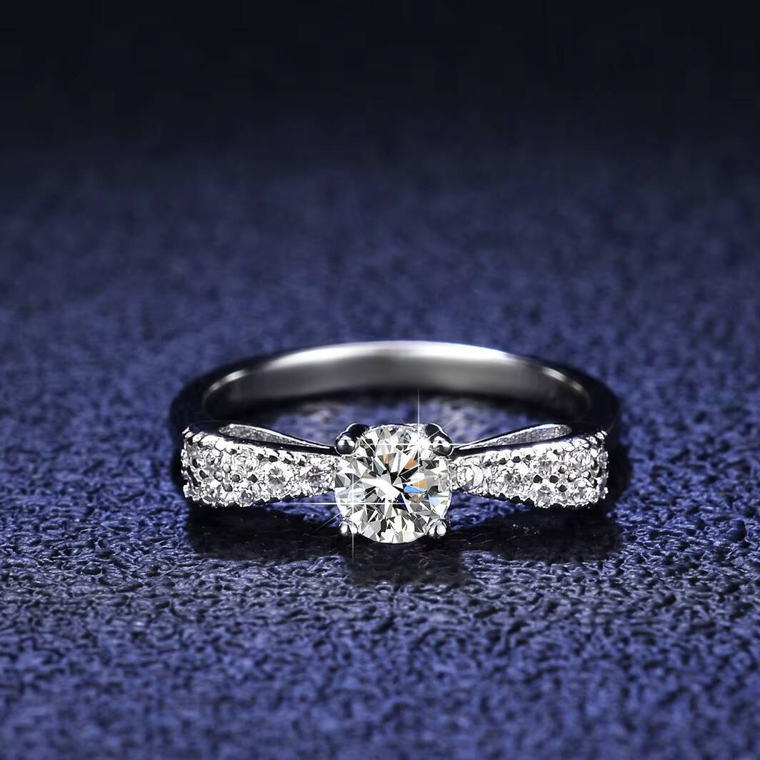 Mylove Bow Tie Ring Marriage Proposal Six Clawed Personalizado Anillo De Piedra Mossan Moissanite Engagement Ring for Women