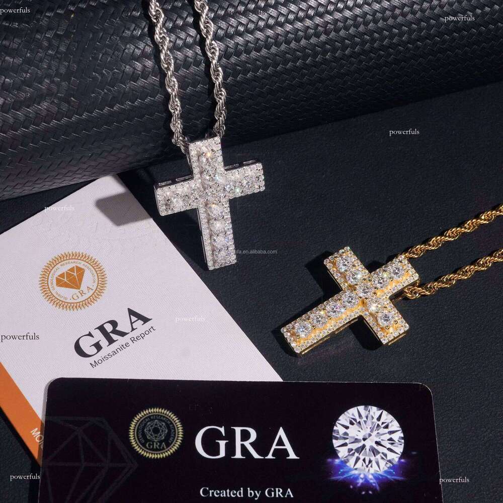 Unique Design Rapper Trendy Jewelry Iced Out Hip Hop S 14k Gold Plated VVS1 Moissanite Cross Pendant from US Warehouse