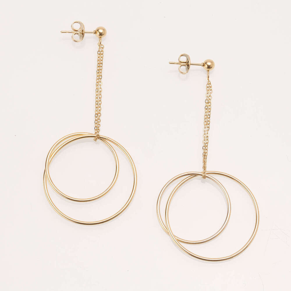New Accessories Trendy Simple Circle Women Stainless Steel Earrings Ear Jewelry