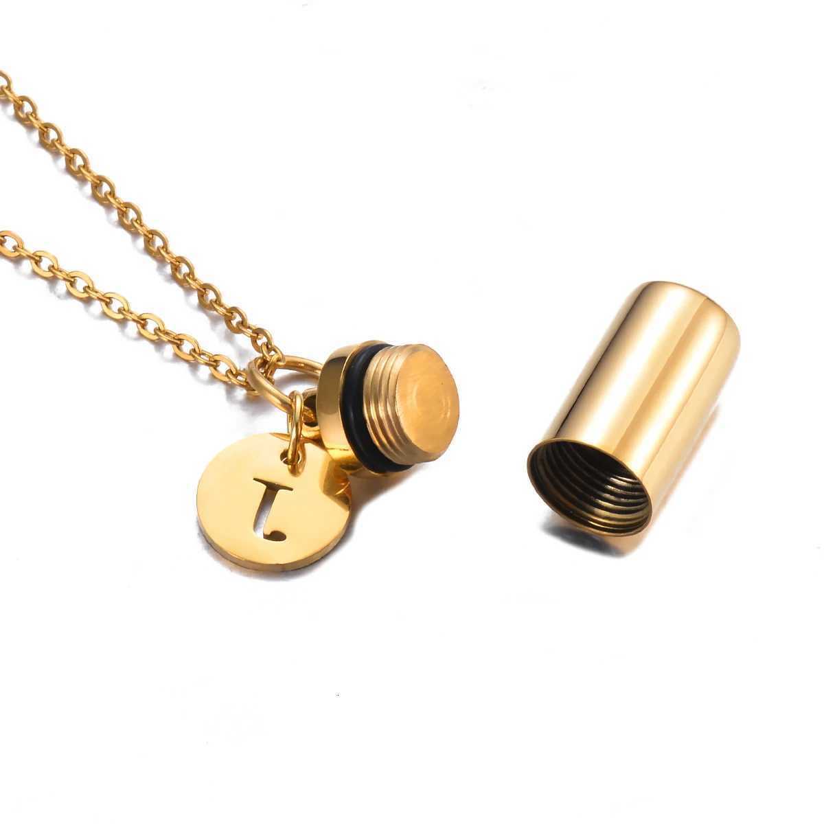 Unisex Cylinder Creation Jewelry Urn Necklace Initial Letter Charm Keepsake for Human Ashes Holder Pendant Memorial Gifts W250718