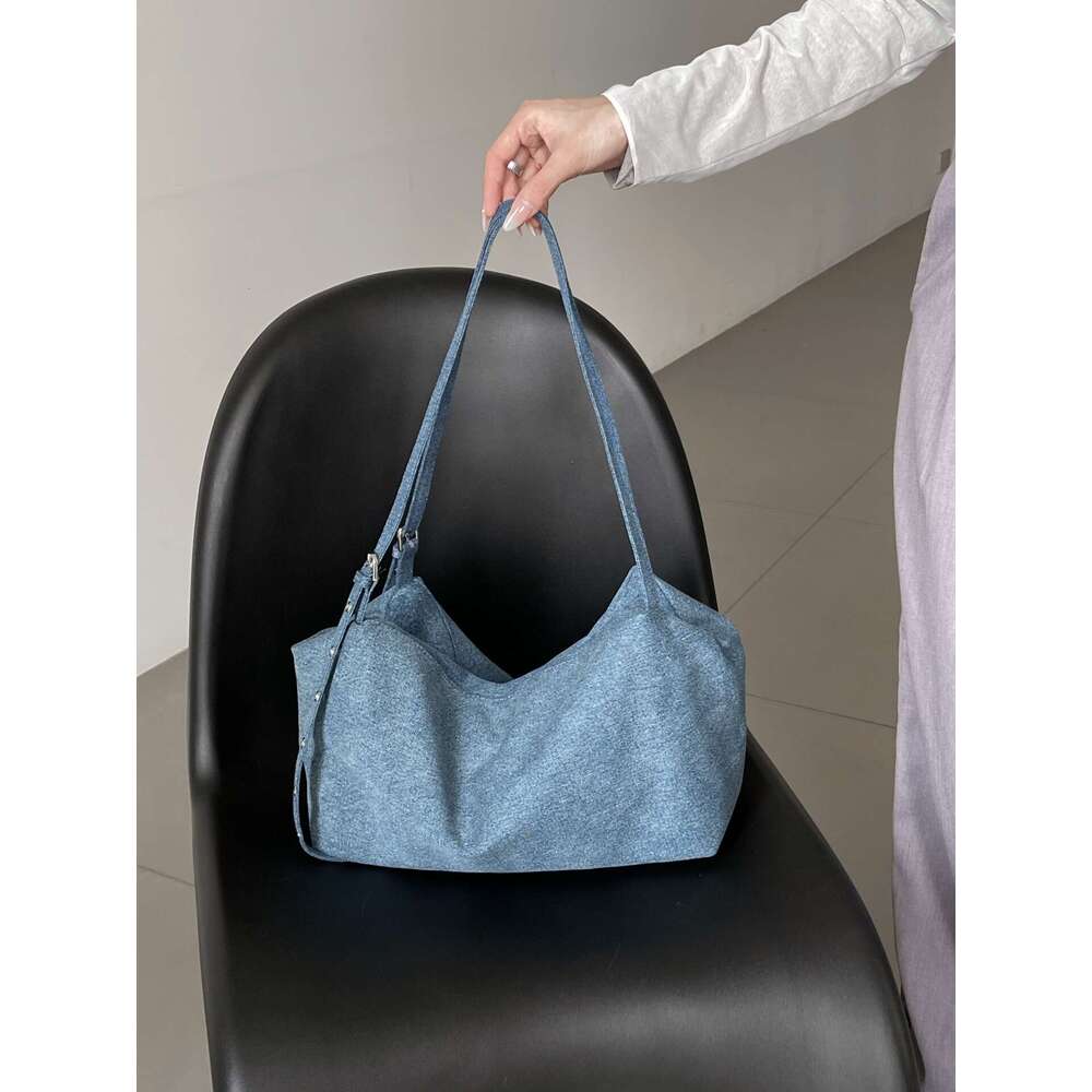 Crossbody bag large capacity denim bag retro ins women's armpit bag trendy large capacity tote bag 2025