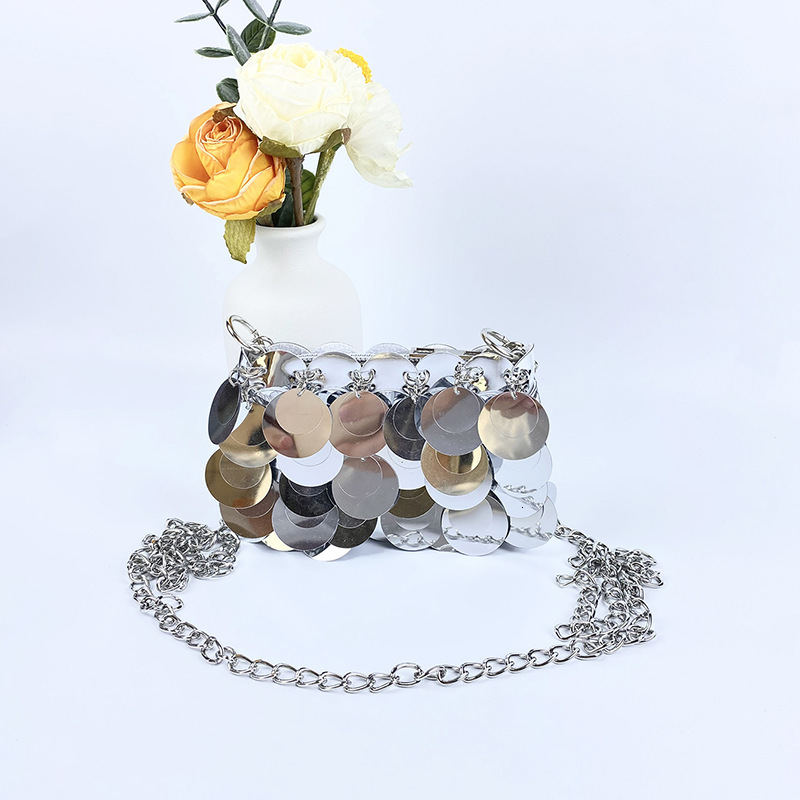 Sequin Mini Bag for Women Fashion Designer Bags Metal Chain One-shoulder Crossbody Dinner Bag