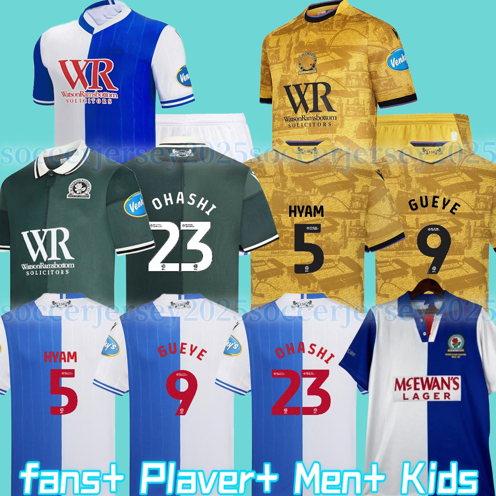 2025 2026 Blackburnn Jersey OHASHI SHEARER Soccer Jerseys GUEYE DOLAN SIGURDSSON BRITTAIN TRAVIS HEDGES BERG SUTTON Rovers 1994 1995 2025 football men