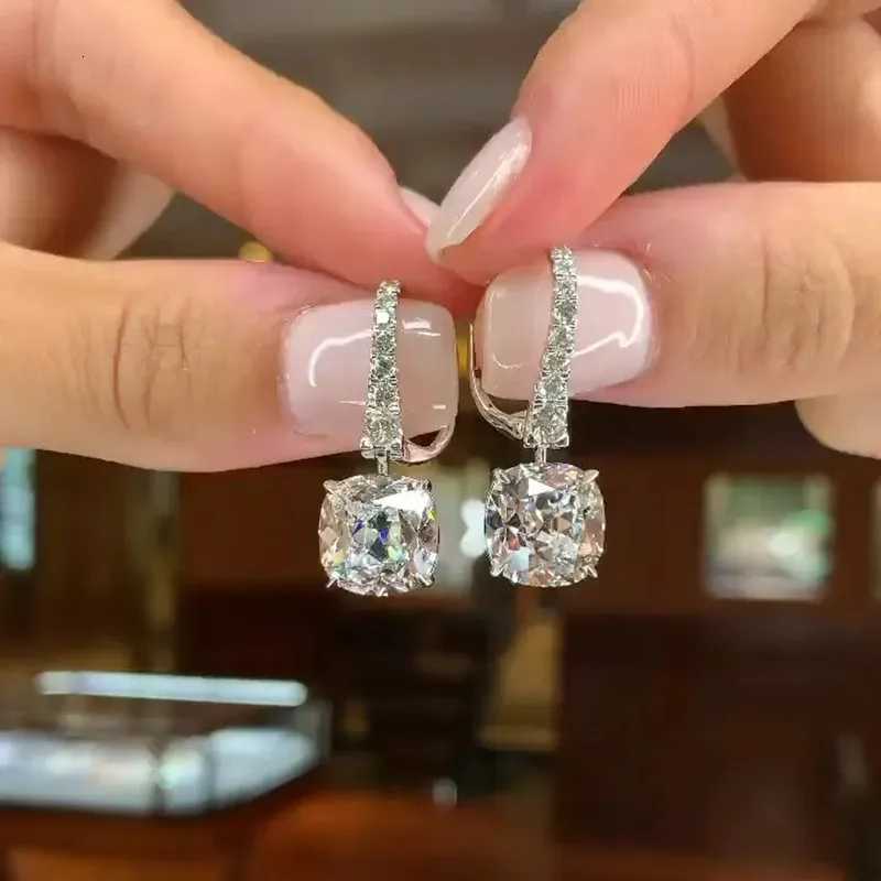 925 Sterling Silver Female Dangle Earrings with Crystal Cubic Zircon Exquisite Womens Ear Accessories XJ250718