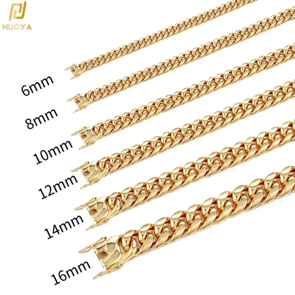 6mm/8mm/10mm/12mm Hip-Hop High Polished Gold Color 316L Stainless Steel Curb Cuban Link Chain Necklace Gift For Men Jewelry 250717