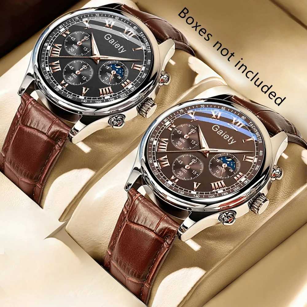 2PCS Business Mens Watch Set Fashion Trend Retro Versatile Quartz Watch Set Suitable for Daily Clothing Matching Holiday Gifts W250718