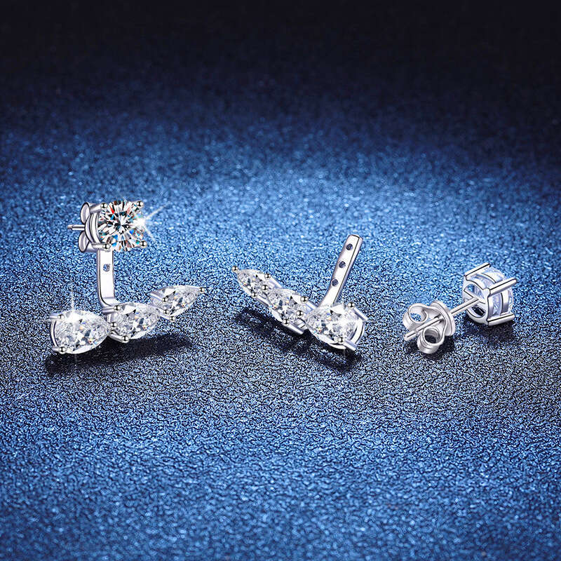 Double Wear French Style Light Hot Selling S Pure Sier Moissanite for Women Fashion Versatile Four-Prong Earrings c5c