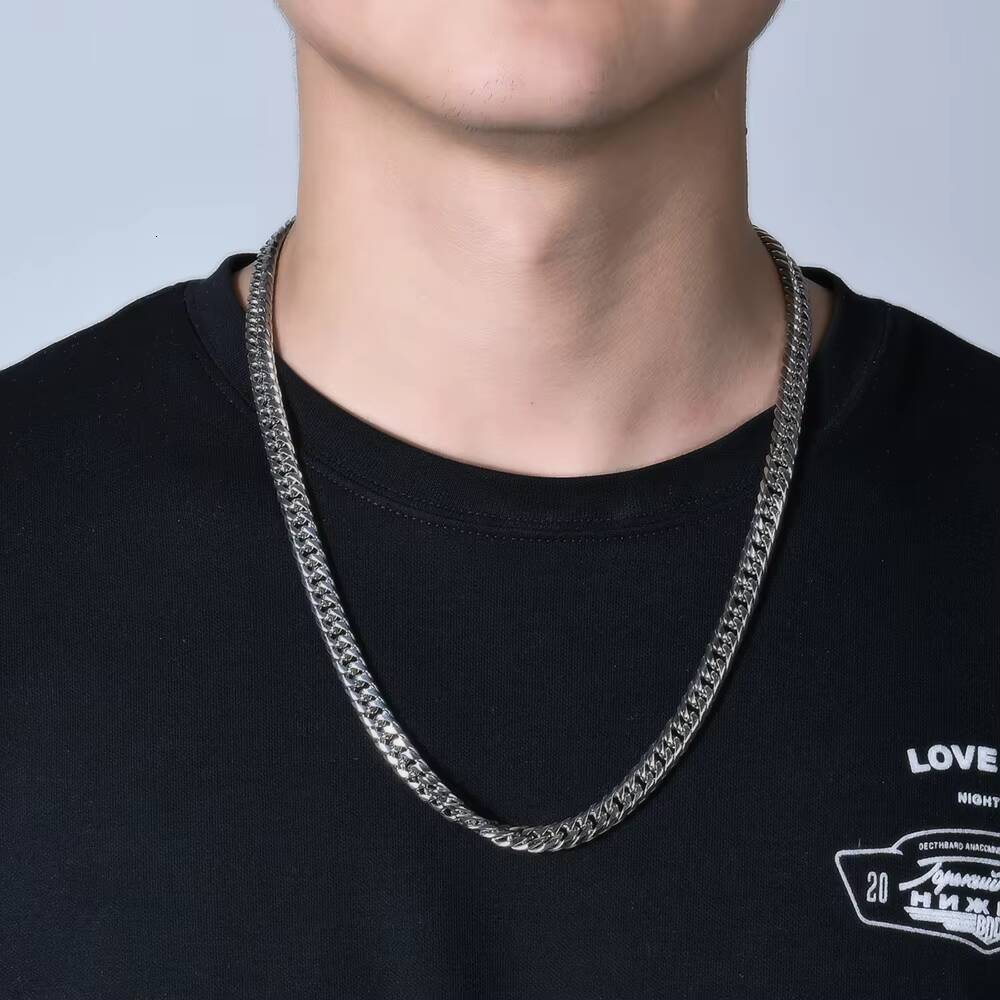 Zhongzhe Jewelry Cuban Link Chain Necklace Factory Stock Different Size Stainless Steel High Polished Hip Hop Necklace for Men