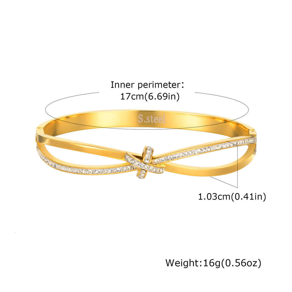 Ins Luxury Jewelry Designer Bracelet For Women Twisted Cross Single Row Tennis Diamond Bracelet 18K Gold Zircon Non Fading Bracelet Fashion OL Daily P