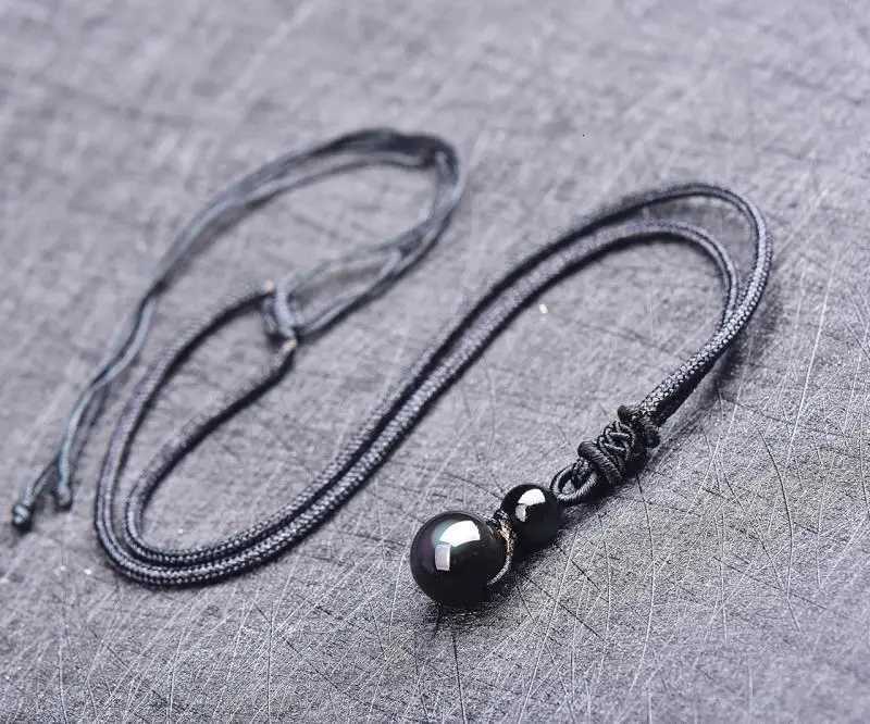 Black Oban Eye Beads Ball Natural Stone Pendant Transfer Good Luck Love Crystal Jewelry Rope For Women and Men W250718