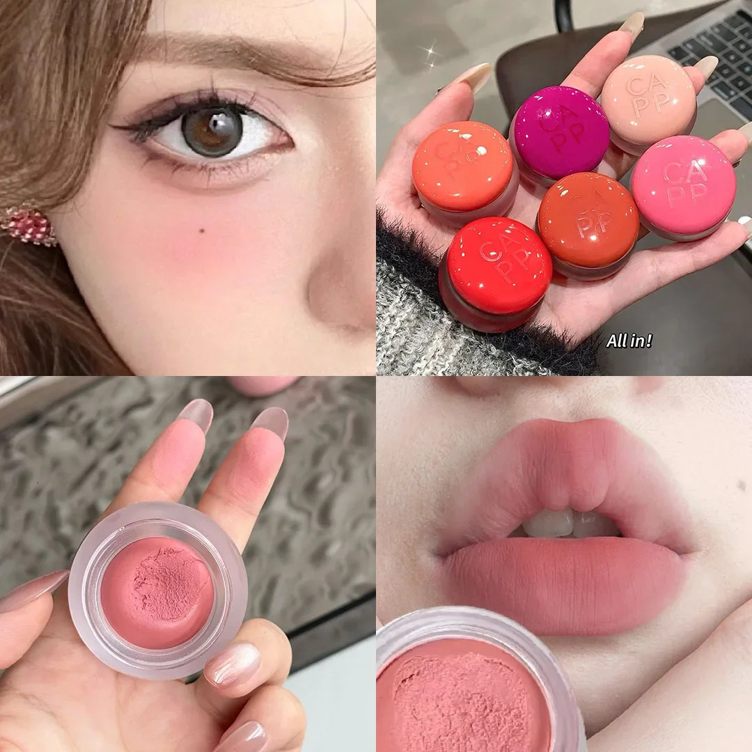 Matte Nude Pink Canned Lip Mud Lipstick Cheek Blush Cream Pigment Paste Waterproof Long Lasting Soft Rouge Lip Tint Cosmetics 250717