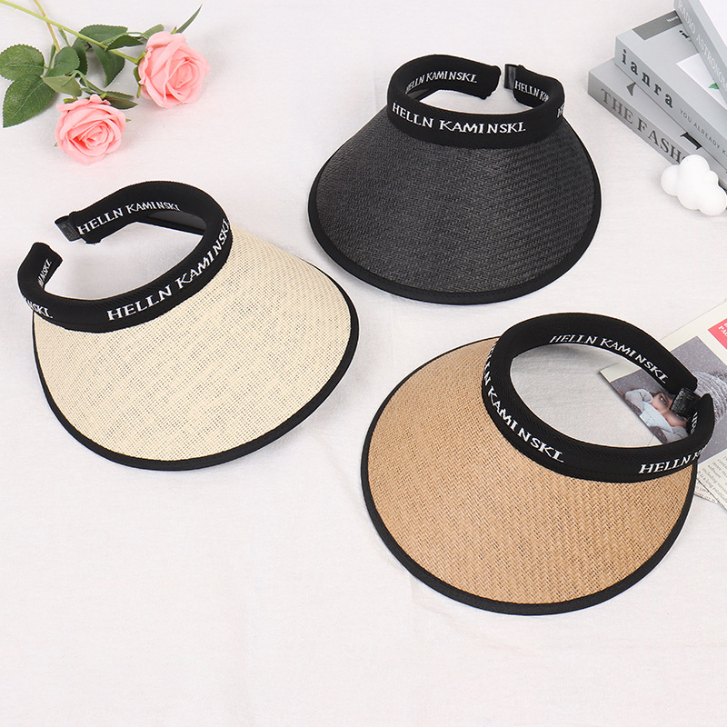 Summer travel folding beach hat versatile empty top hat cycling sports sunshade straw hat no top sun hat wholesale