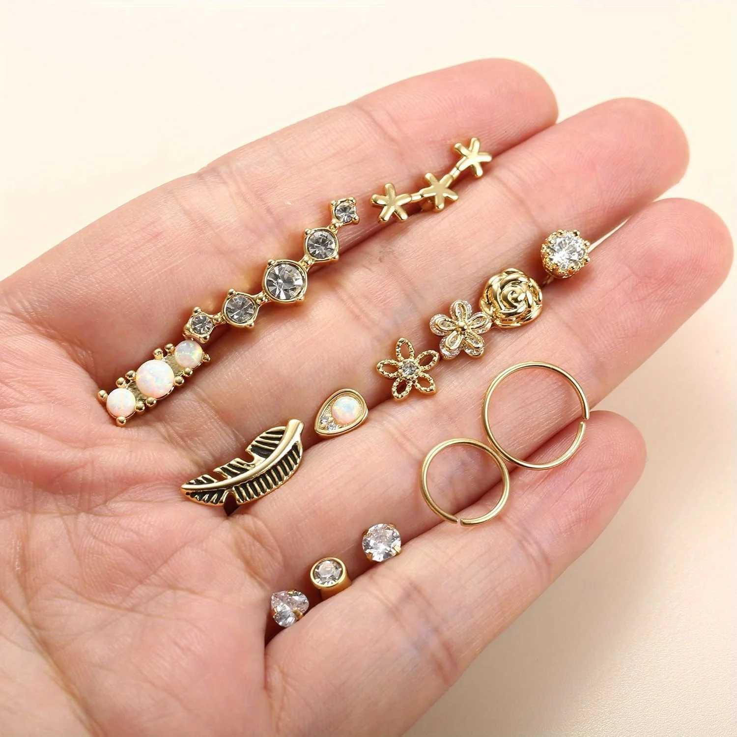 Drperfect Surgical Stainless Steel 16G Cartilage Earrings Studs Helix Couch Hoop Piercing Earrings Set Opal Shiny Earrings XJ250718