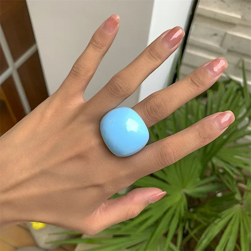 Classic Candy Color Acrylic Ring Exaggerated Geometric Hand Jewelry Wholesale Womens Accessories 250716