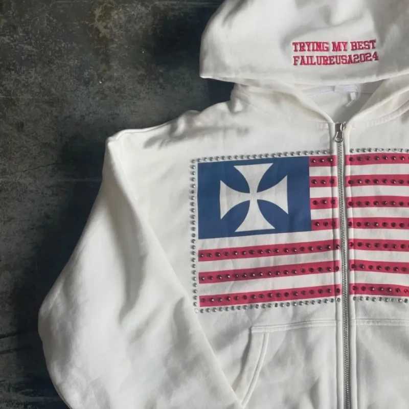 Autumn and winter new minimalist design color collision pattern women hooded sweatshirt Harajuku Y2k loose zipper sweatshirt Z250719