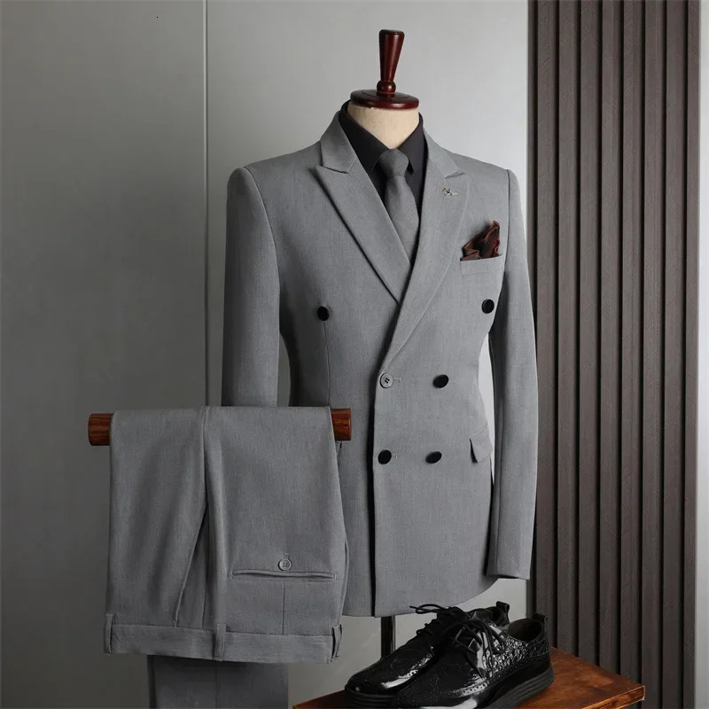 Tailor-made Suits for Men 2 Pieces Suits Man Blazer Jacket and Pants Double Breasted Business Casual Fashion Korean Clothing 250715