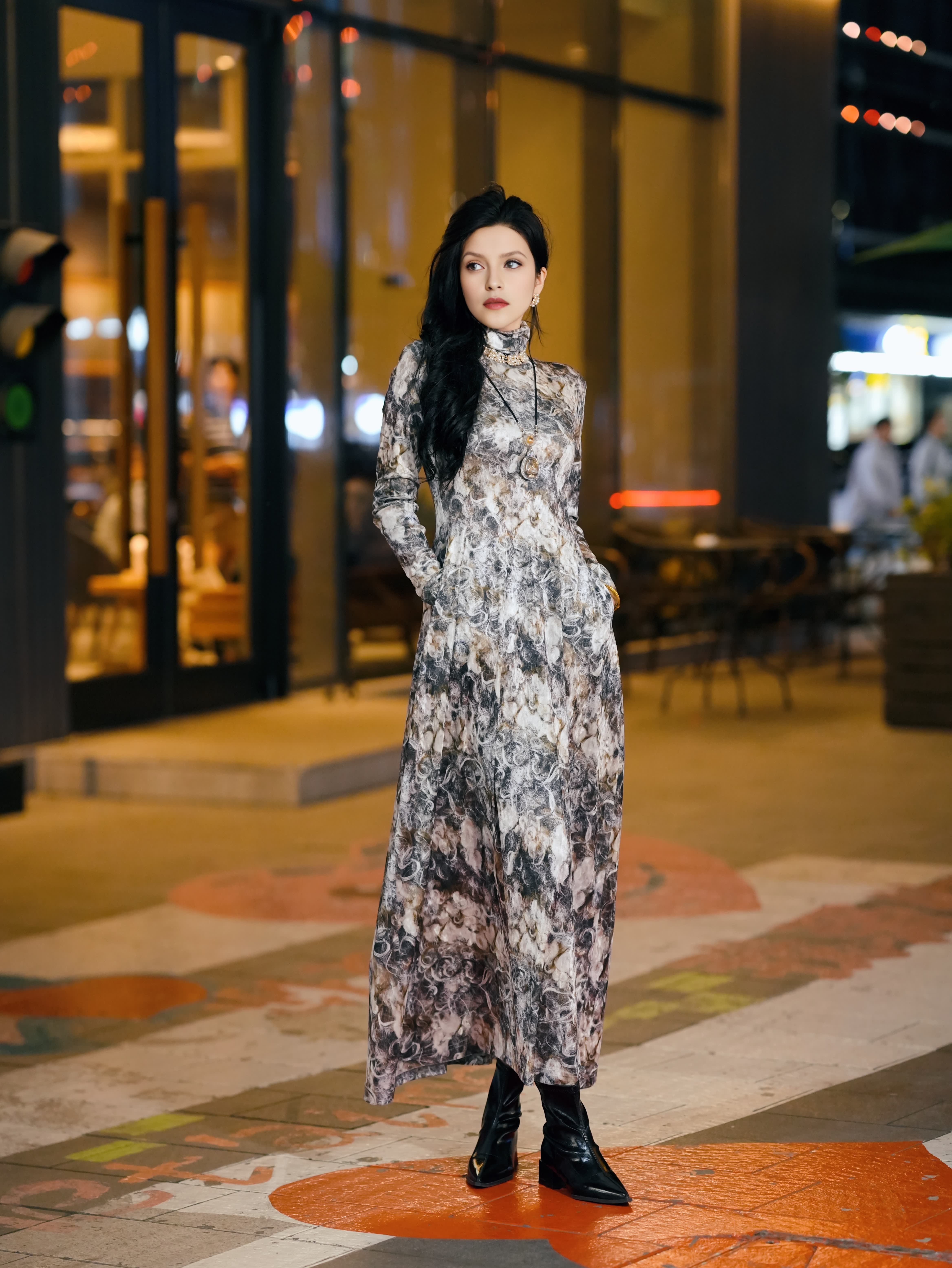 HZHJ new original design white cloud dress long sleeved floral French style fashion show