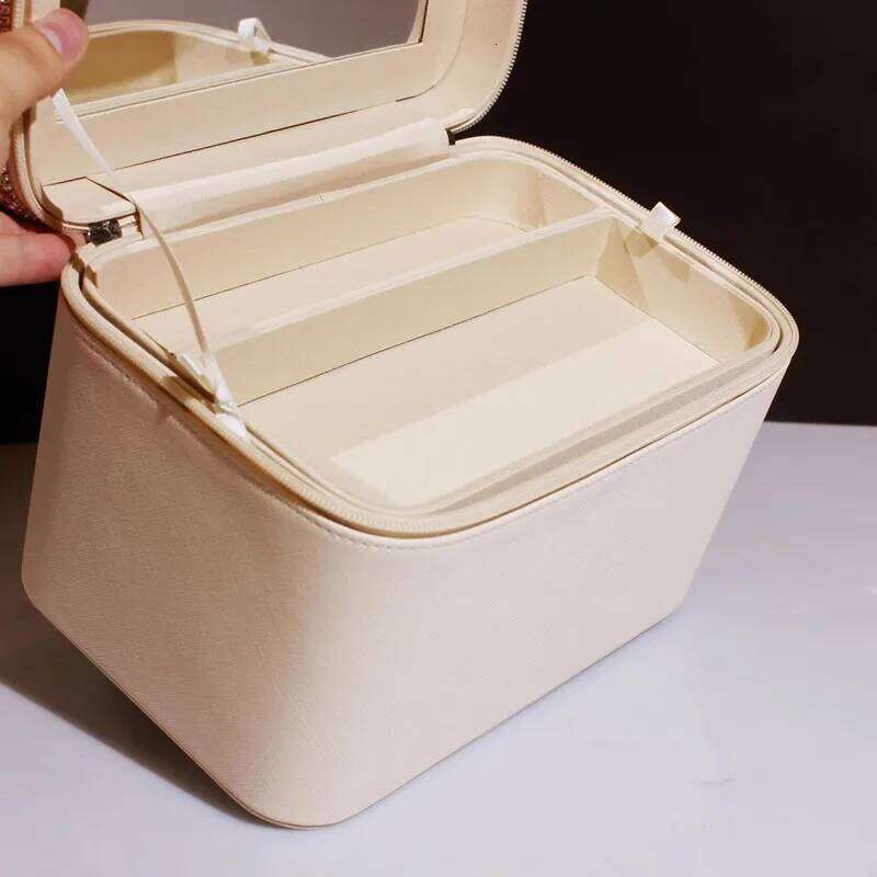 23X16x17cm Lady Big Capacity Making Up Container With Mirror Sparkle Rhinestone For Girls Birthday Gift