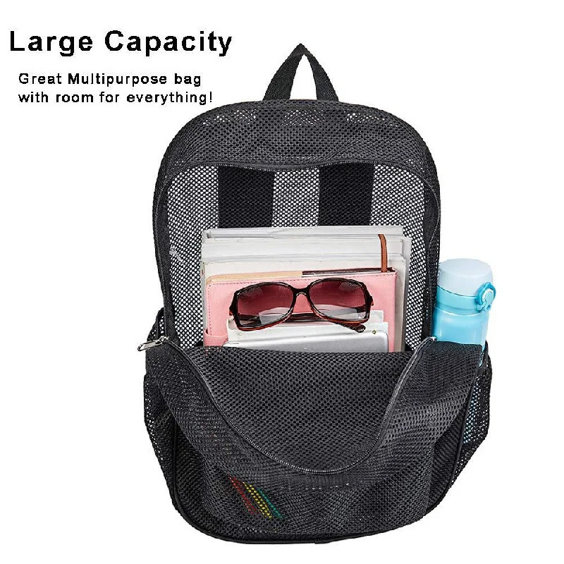 Simple Mesh Backpack Outdoor Travel Beach Bag Trendy Student School Bag 250714