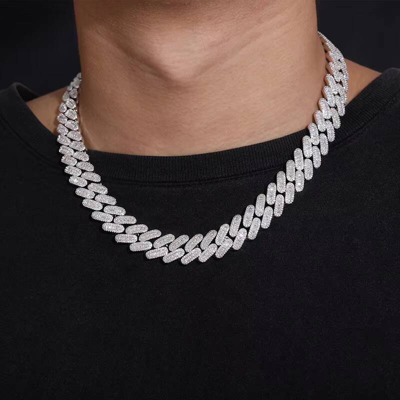 Fashion Jewelry Women 18K Gold Plated Cuban Chain Necklace Zircon Copper In-Stock Gemstone