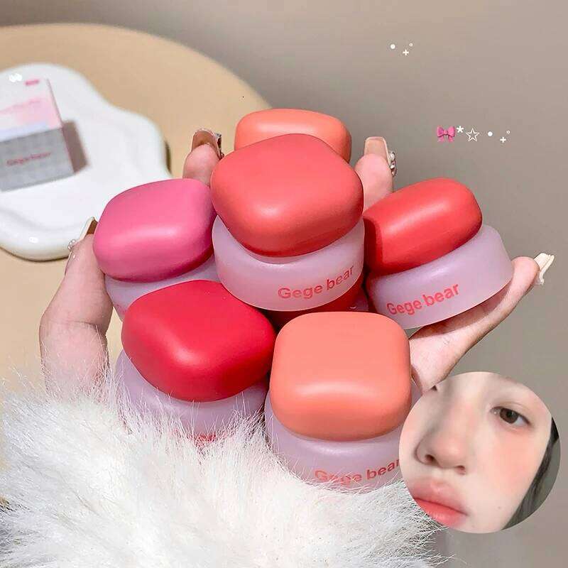 Cheek Dual pose d Matte Lipstick Mousse Solid Lip Gloss Peach Blusher Cream Soft Rouge Blush Korean Makeup X250719