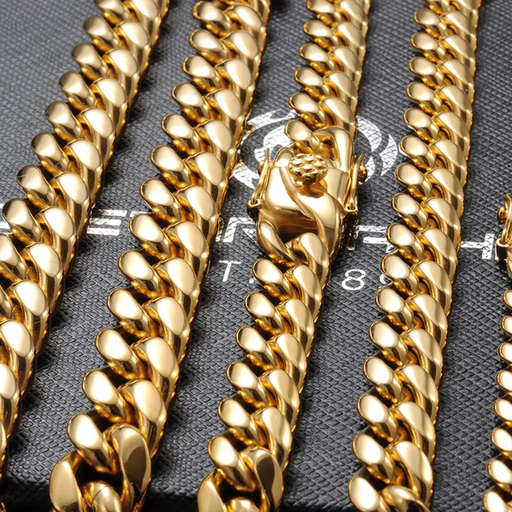 6mm/8mm/10mm/12mm Hip-Hop High Polished Gold Color 316L Stainless Steel Curb Cuban Link Chain Necklace Gift For Men Jewelry 250717