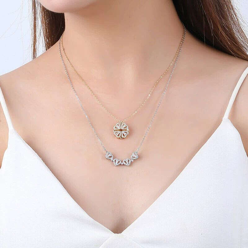 Double-Wear Four-Leaf Clover Necklace for Women, Transformable Clavicle Chain, High-End Niche Jewelry Pendant Chain