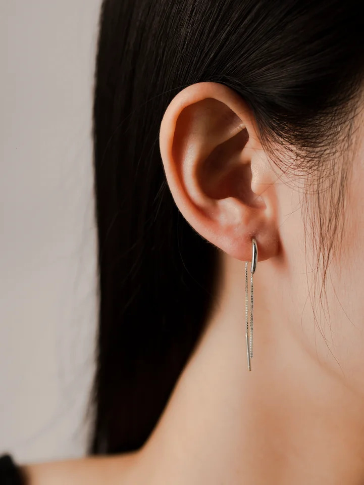 DPLAOPA 925 Sterling Silver Long Chain Drop Earring Fine Simple Delicate Party Birthday Gift Jewelry For Women 250715