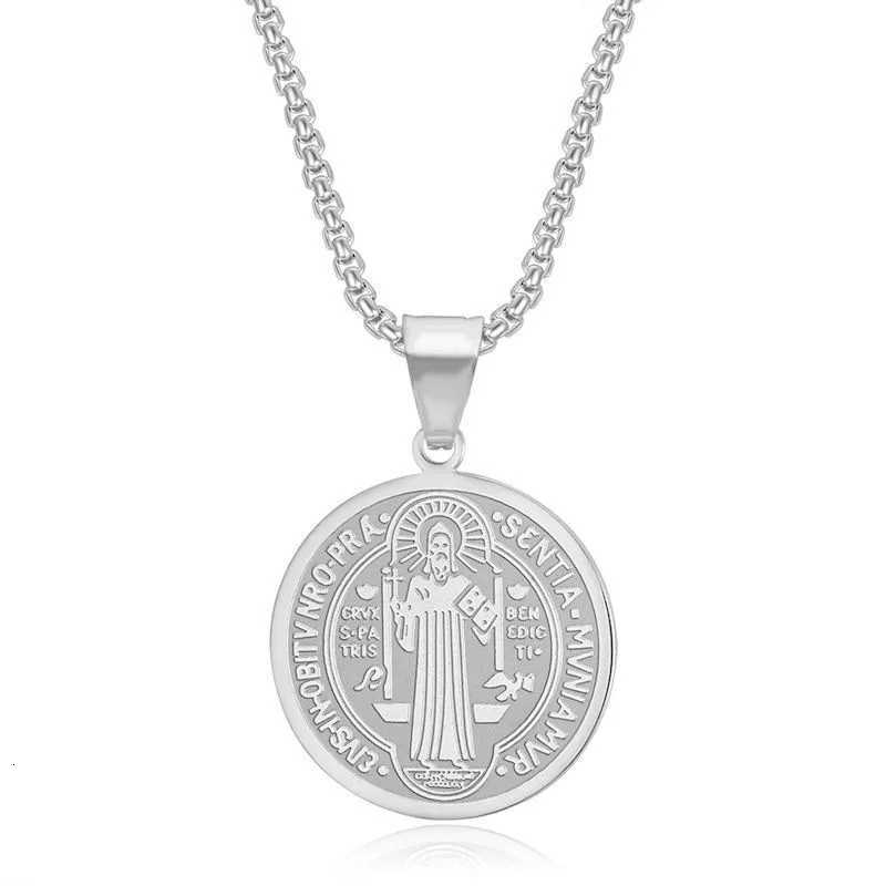 316L Stainless Steel Saint Benedict Pendant Necklace For Men Religious Medal Accessories W250719