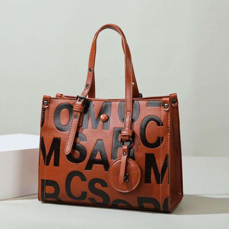 New Women's Handheld High Grade Large Capacity Fashion Texture Letter One Shoulder Tote Bag