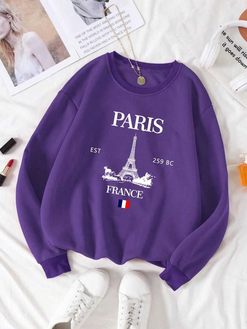 Fashion Womens Hoodie Paris France Eiffel Tower Sweatshirt Warm Fleece Comfortable Pullovers Autumn Female Streetwear Z250719