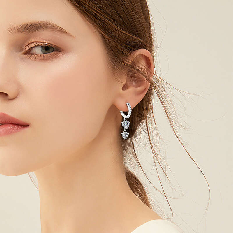 Ins Style Long Tassel Moissanite Earrings for Women High-end Pure Sier Jewelry