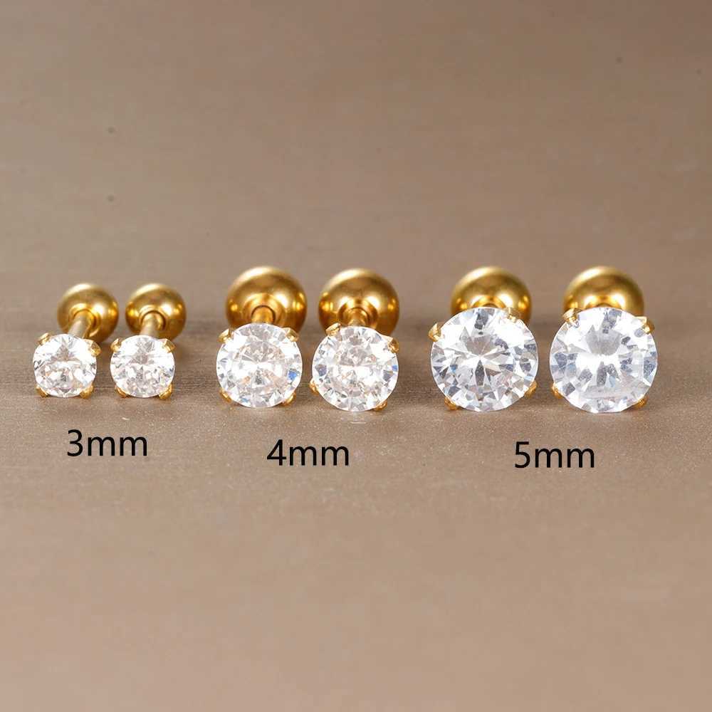 2PC Stainless Steel 4 Prong Zircon Stud Earrings for Women/Men 3/4/5/6mm Tragus Cartilage Standard Lobe Daith Piercing Jewelry XJ250718
