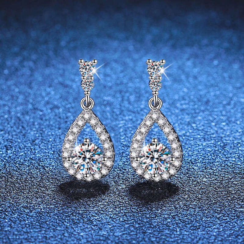 New Pure Sier High-end Feel 50 Points Moissanite Earrings for Women b3a