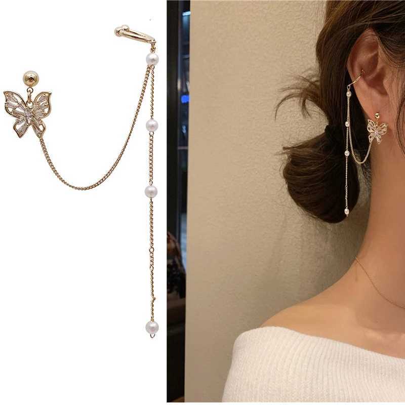1PC New Fashion Gold Color Moon Star Clip Earrings For Women Simple Butterfly Fake Cartilage Long Tassel Ear Cuff Jewelry Gifts XJ250718