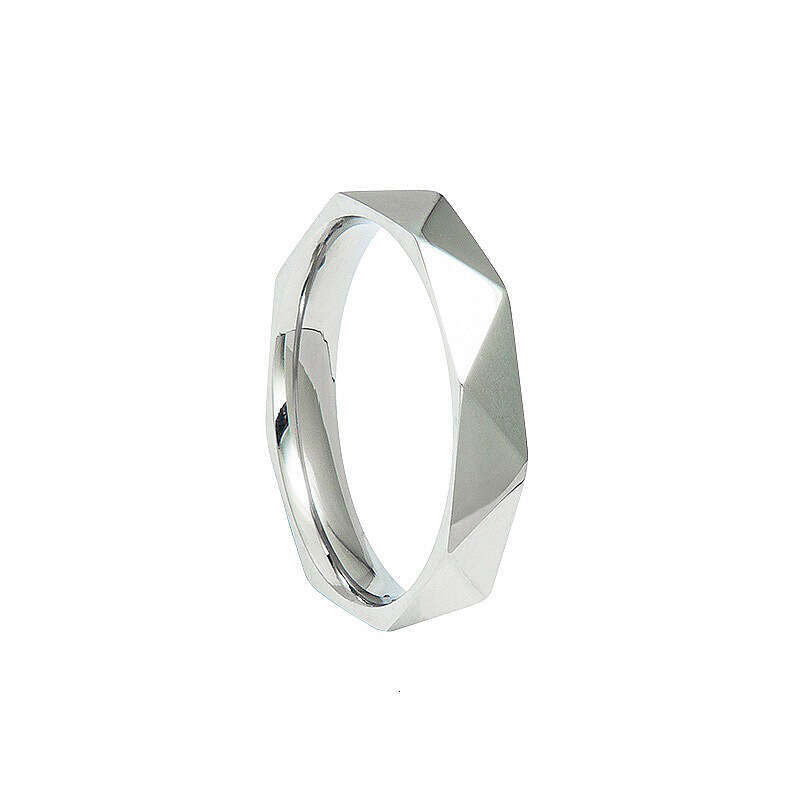 Irregular Geometric Rhombus 4MM Titanium Steel Personality Fashion Simple Unisex Couple Ring
