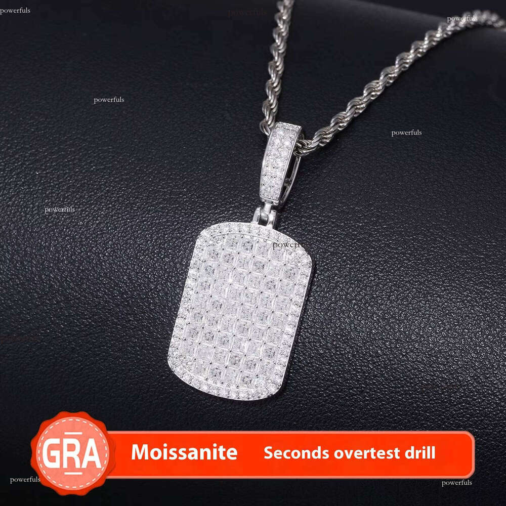 S Sier Silicon Stone Necklace Cross-border Hip-hop Military Brand Rectangular Square Pendant fashion