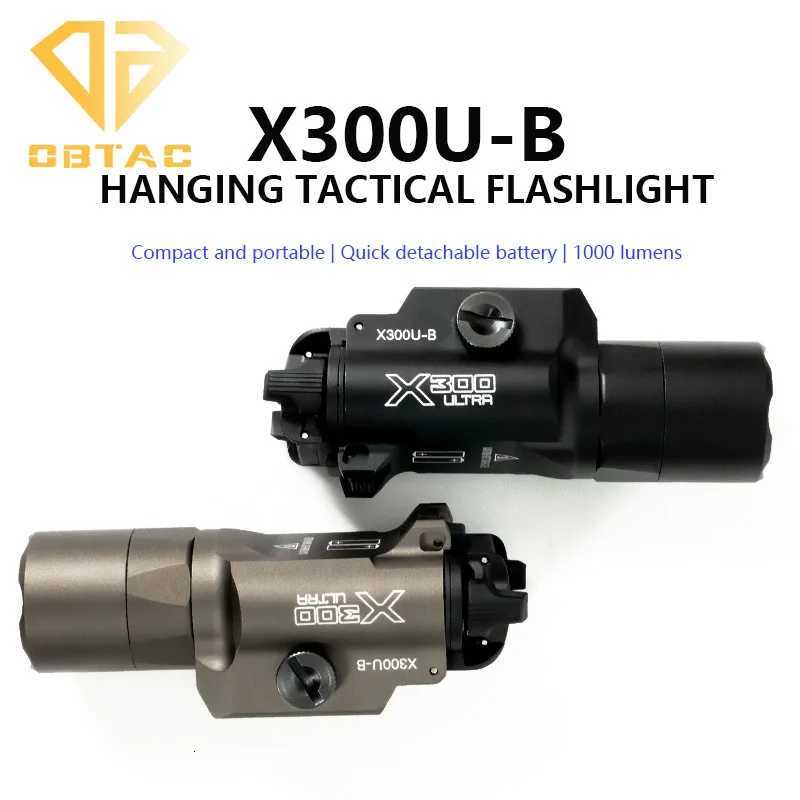 300U-B Tactical X300UB Scout Light Airsoft Weapon Hanging Light Strobe D Hunting Metal X300U-B Flashlight Fits 20mm Rail XJ250718