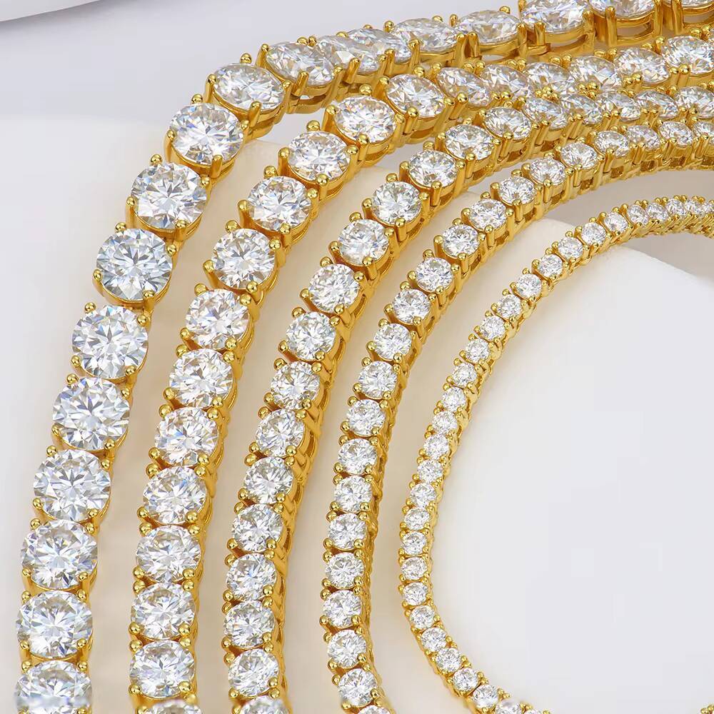 Mens Womens 925 Sterling Silver Tennis Chain Necklace 2mm-6mm Cluster Gra Vvs Diamond Mossanite Moissanite Gold Plated Gift
