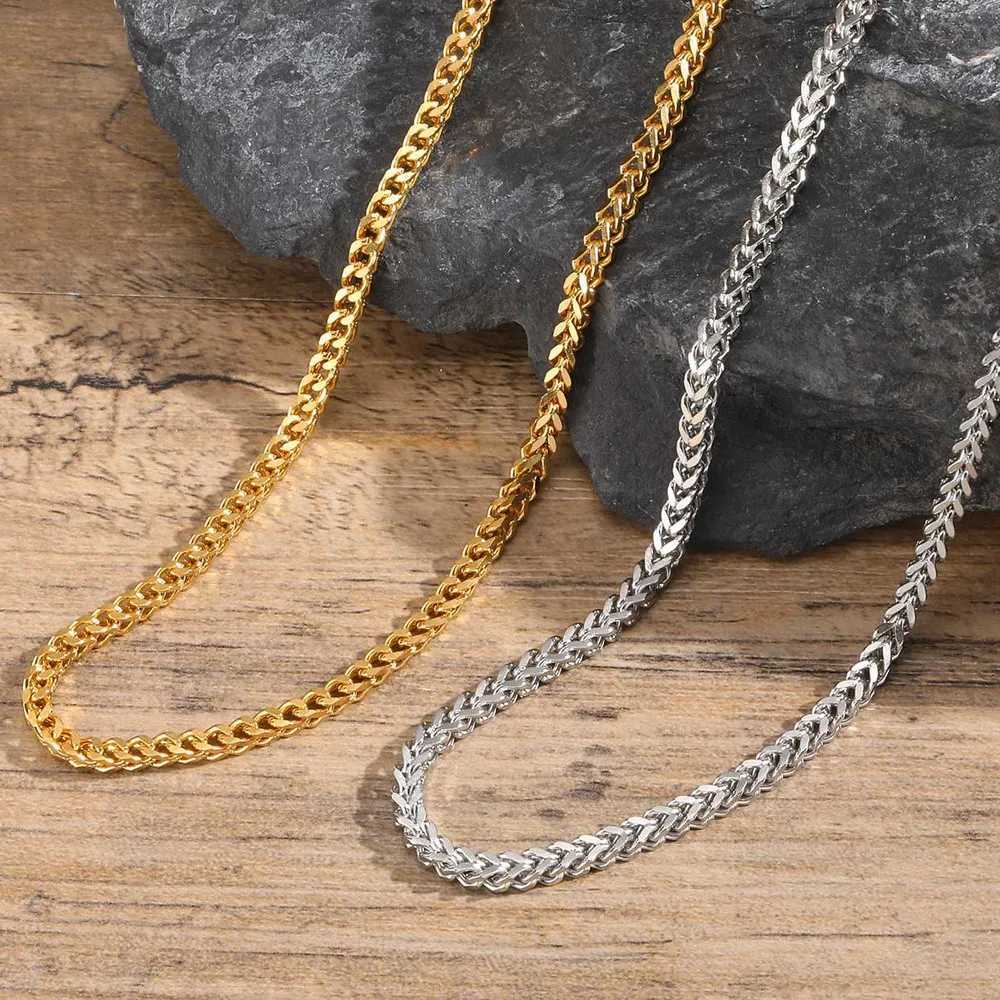 50pcs Punk Rock Tail Franco Chain Necklaces for Men Boys Gold Plated Stainless Steel Cuban Links Collar Cool ie Jewelry W250718
